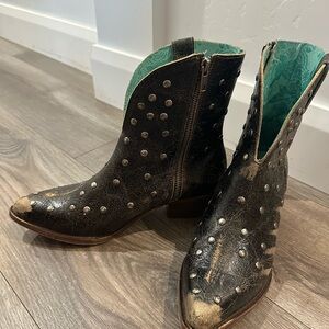 Studded black, distressed, Corral Ankle Boots